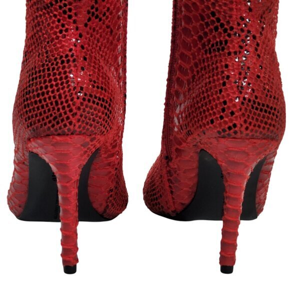 INC Red Snake Print Knee-High Stiletto Boots 5 - Picture 4 of 8